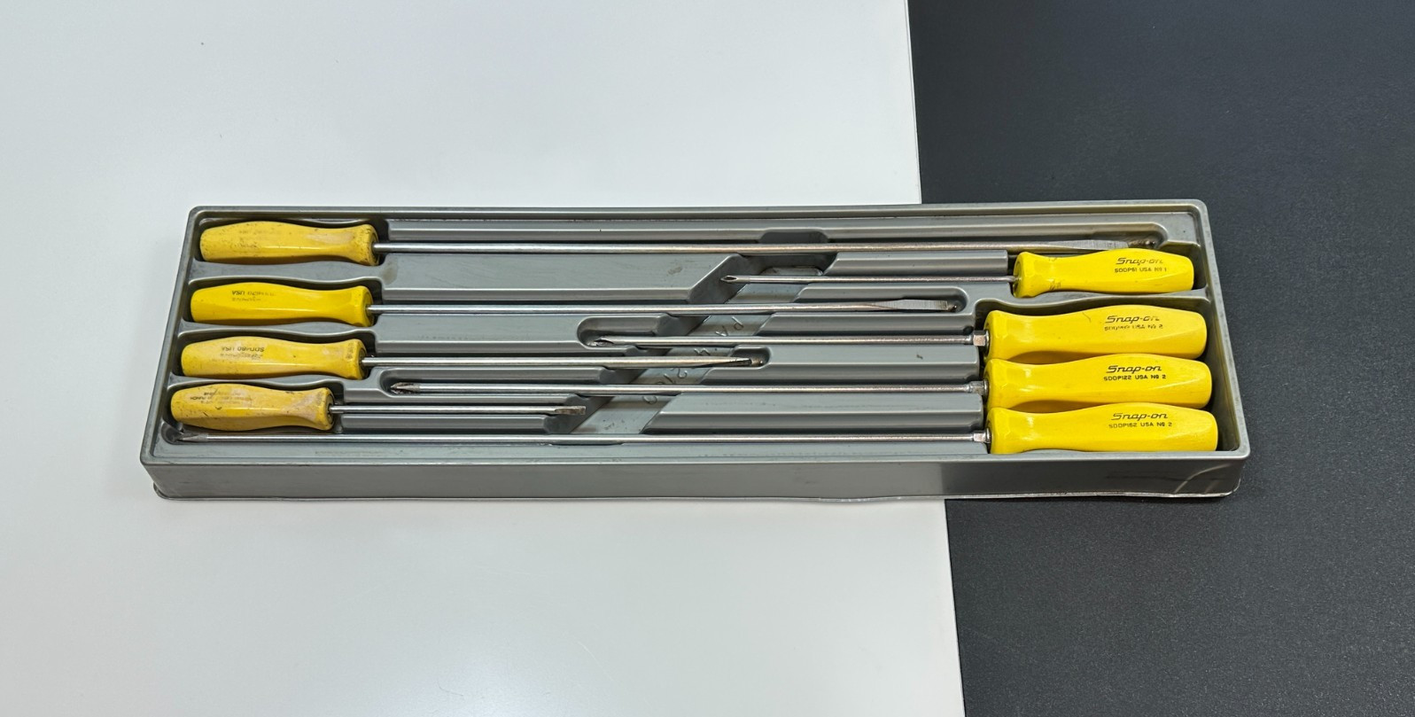 🇺🇸 Snap-on Tools USA 8pc Classic Yellow Hard Handle Cabinet XL Screwdriver Set