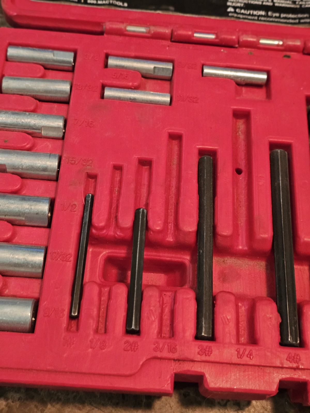 Mac Tools 20 Piece Extractor Set SCEX20S **MISSING A FEW SMALL PIECES