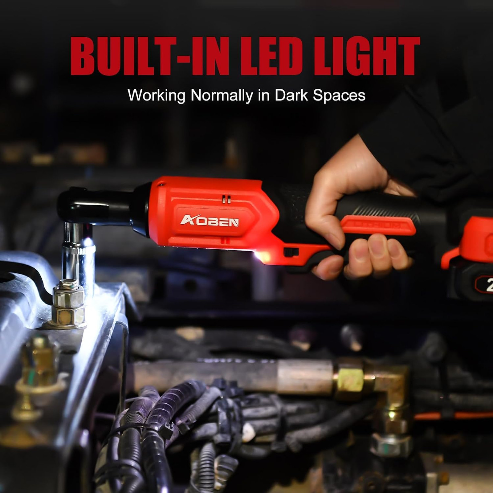 20V 3/8″ Cordless Ratchet Wrench Kit, 60 Ft-lbs Brushless Electric Power Ratchet