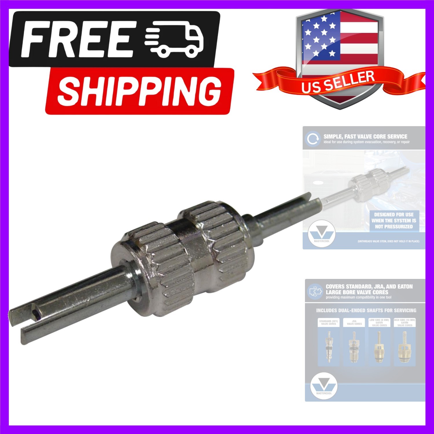 Valve Core Remover & Installer – Double-Ended Tool for R12/R134a Standard, JR…