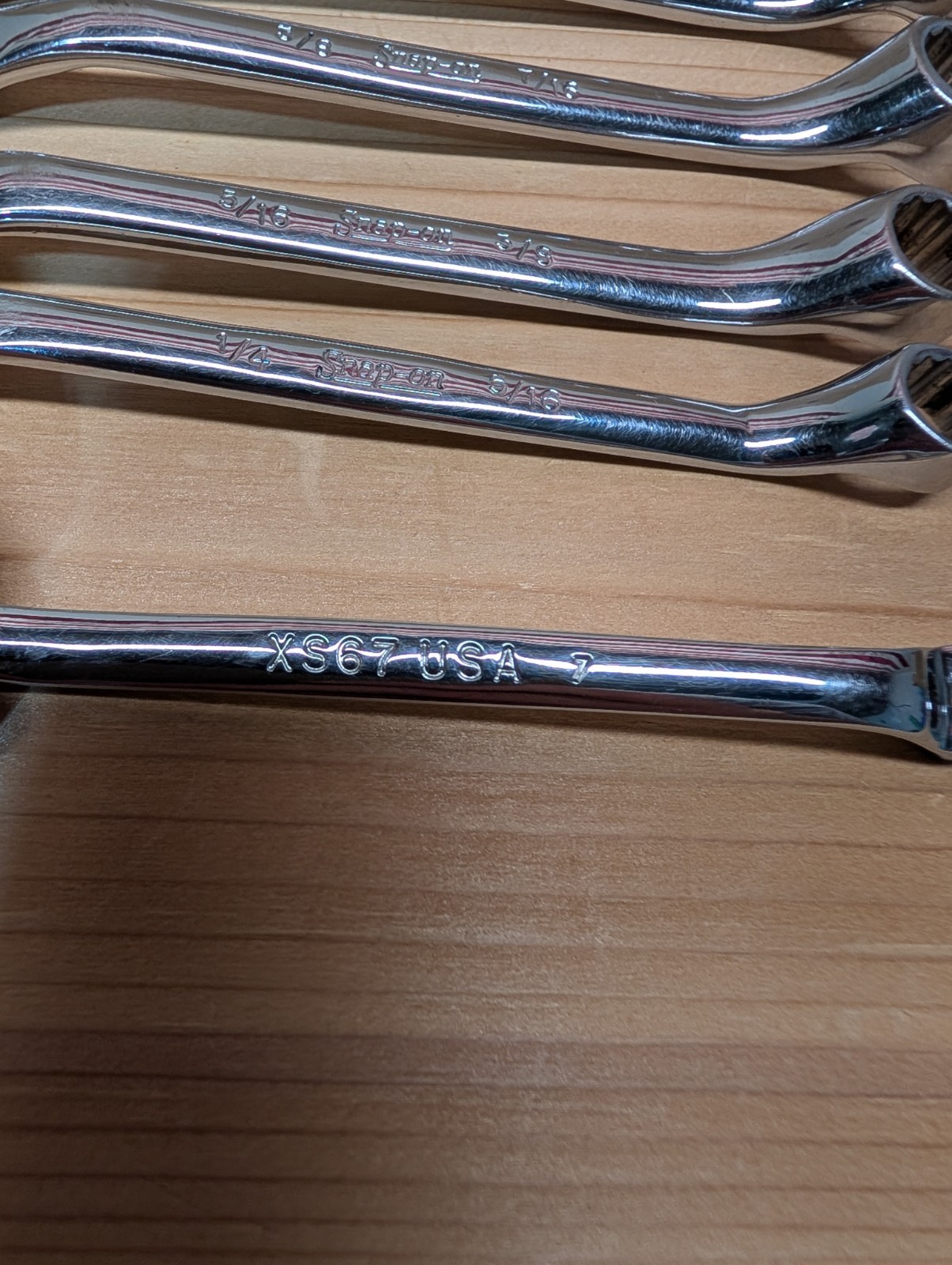 Snap-On XS609 9pc 12-Point SAE Flank Short 10° Offset Box Wrench Set Vintage Exc