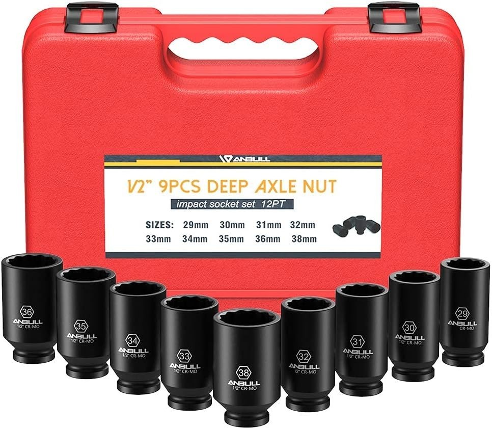 Heavy Duty 1/2″ Deep Impact Socket Set 9PC CR-MO 12-Point Anti-Corrosion