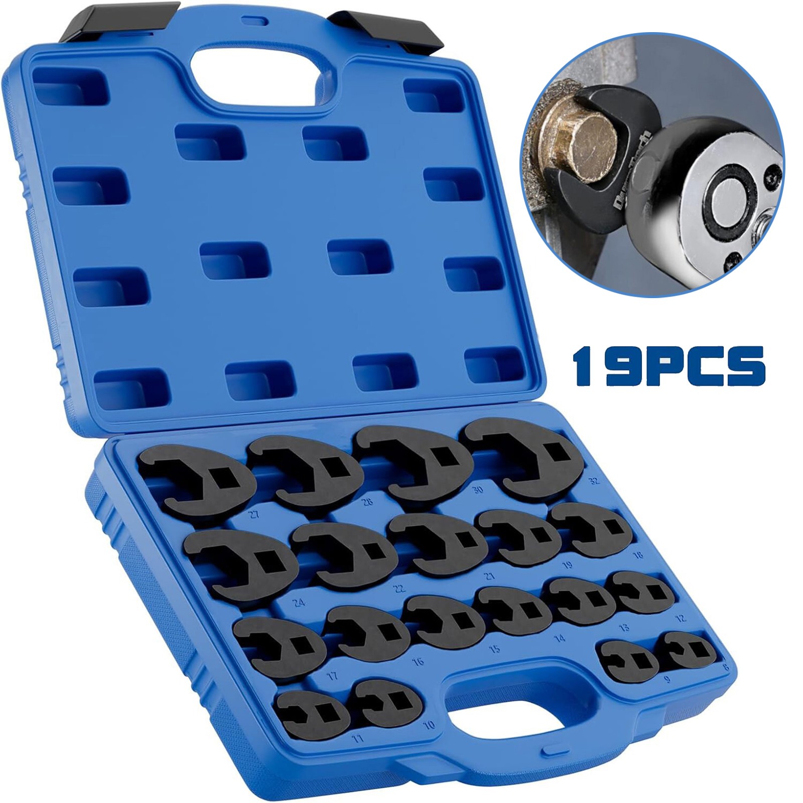 Crows Foot Wrench Set 1/2″ and 3/8” Drive Flare Nut Crowfoot Wrench Set Metric 8