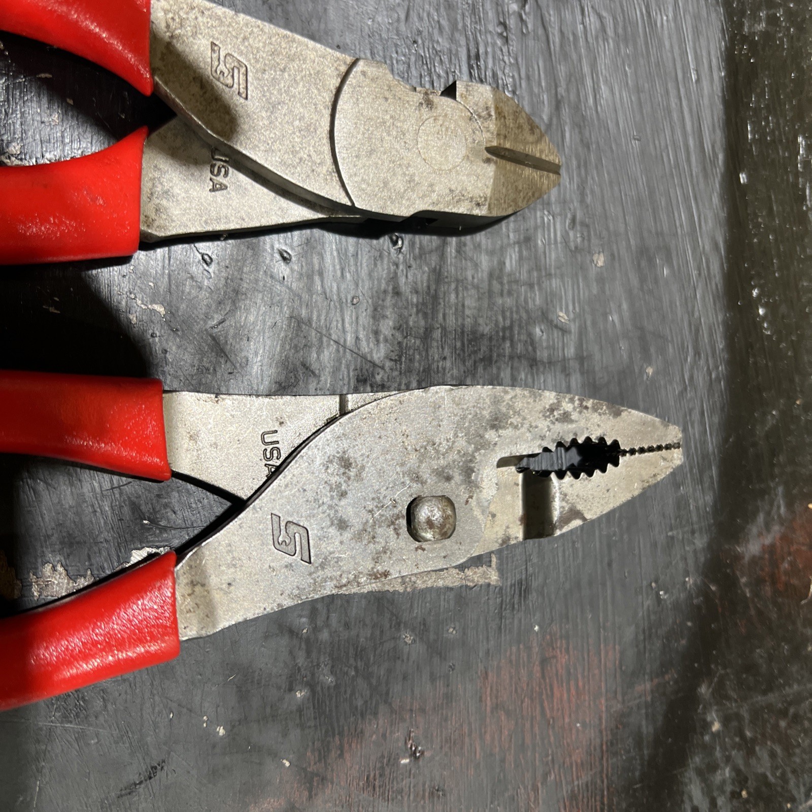 Snap-on 3pc Soft Grip Mix Pliers Set 196acf 87acf 137acf red handle