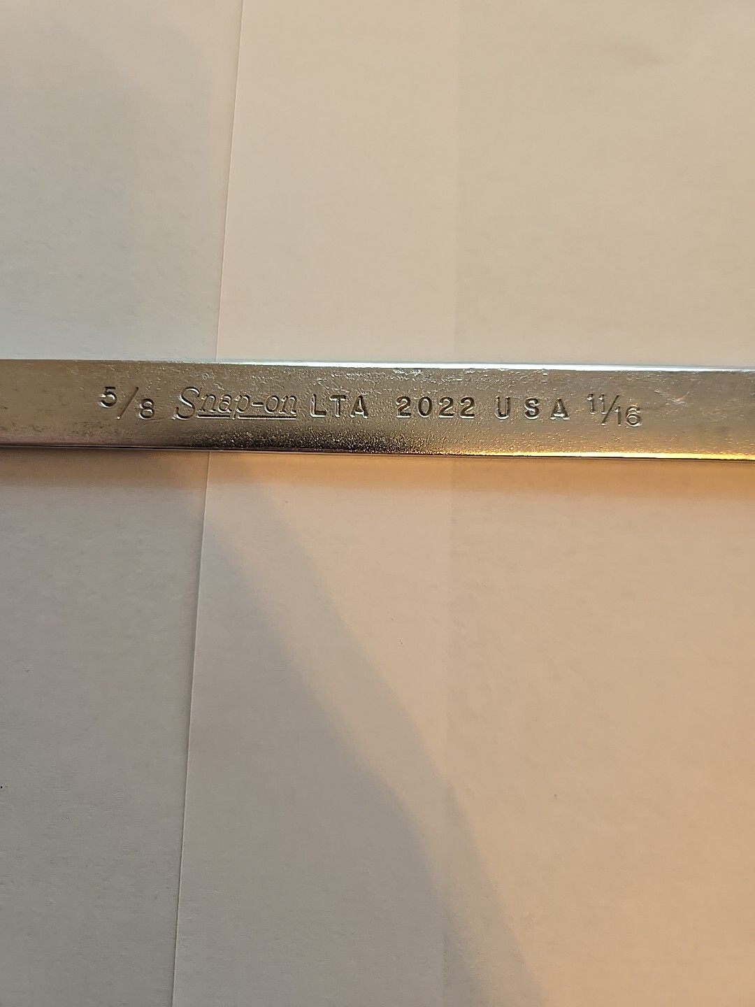 Snap On 5/8″-11/16″ Chrome Low Torque Slime Line Open End Wrench LTA2022