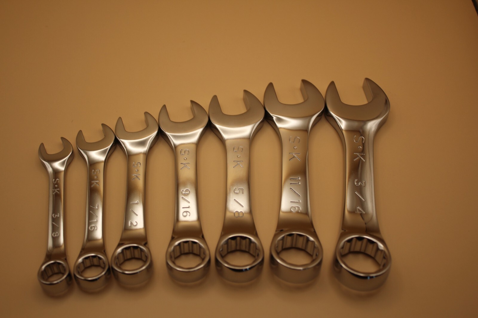 SK 7 Piece 12 Point SAE SHORT Wrench Set SK Professional Tools LIFETIME WARRANTY