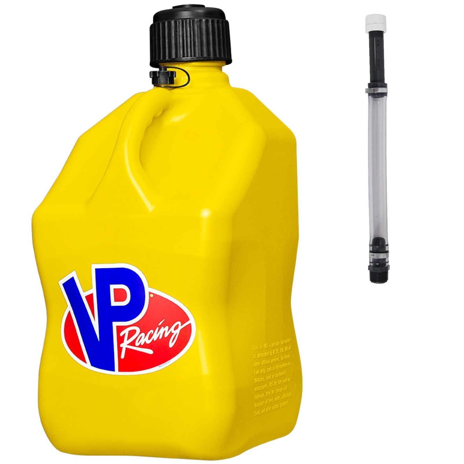 VP Racing Square Fuel Jug 5 Gallon Yellow – With Filler Hose