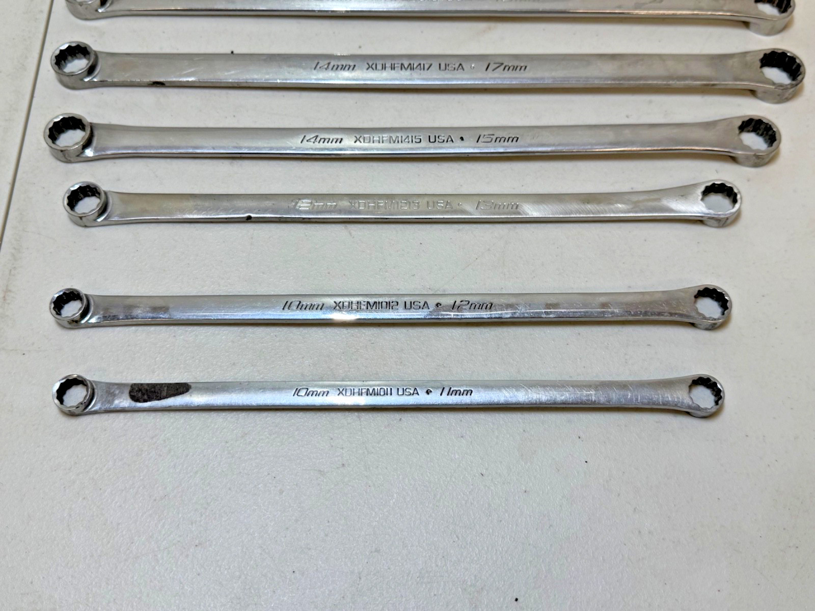 6 Piece Snap On XDHFM Metric 12 Point 0° Offset Box Wrench Set 10 – 17mm Used