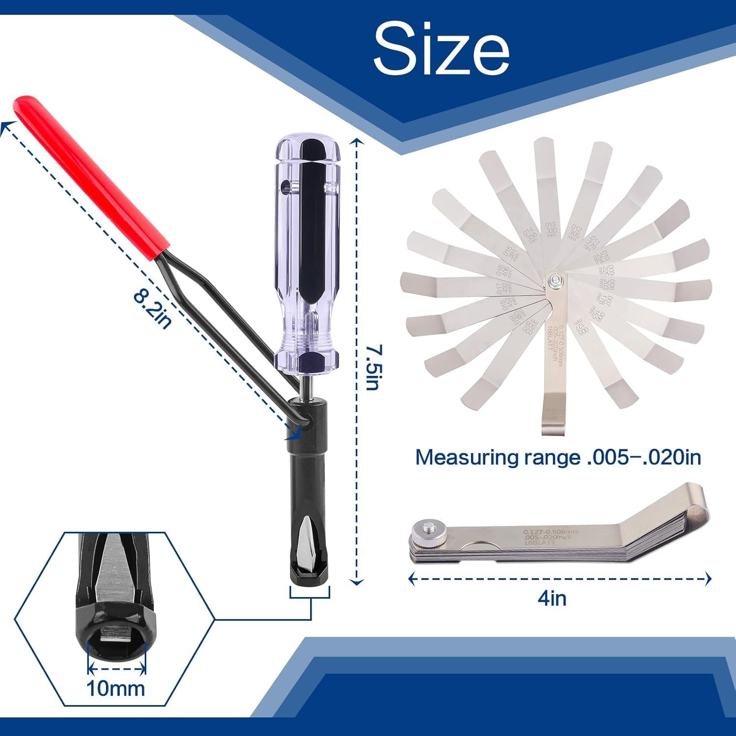 Valve Lash Adjustment Tool, with Angled Feeler Gauge，Jam Nut Valve Adjustment To