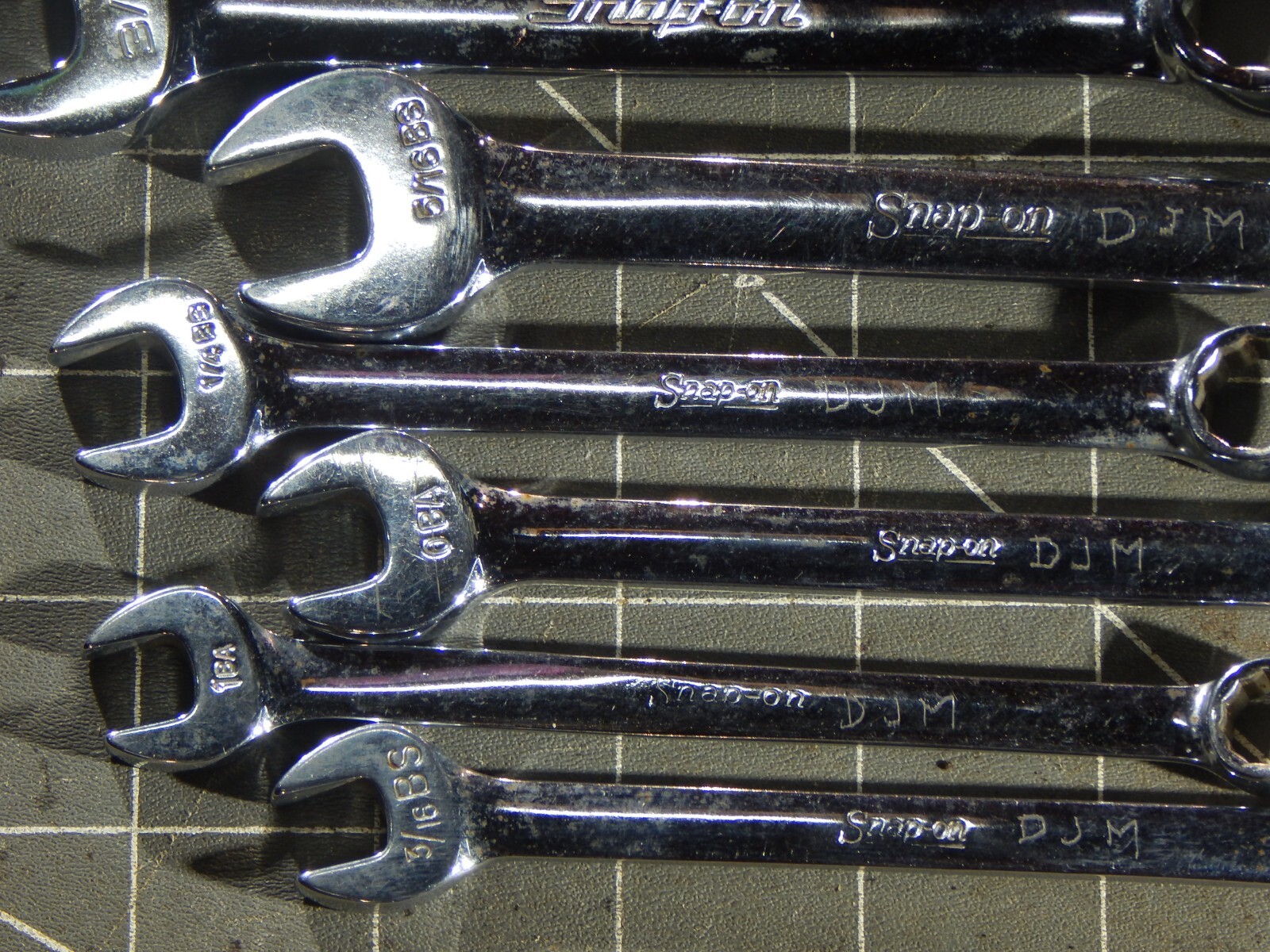 EUC Snap On 7 Piece British Standard Short Wrench Set 3/16BS 7/16BS WOEX BA BS