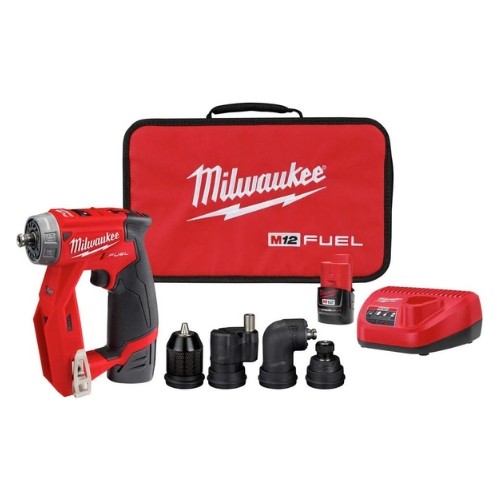 Milwaukee 2505-22 M12 Fuel Installation Drill/Driver Kit, 4-in-1 Multi-Head