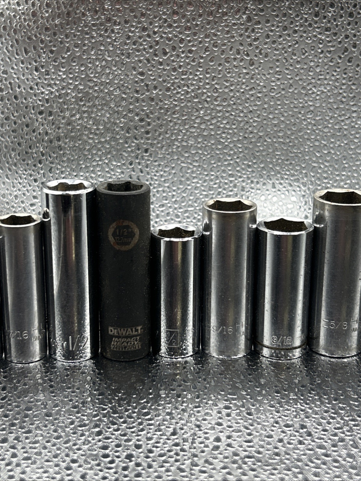 Mixed Lot DeWalt, Crescent, Husky USA & Stanley 3/8” Drive Deep Sockets SAE