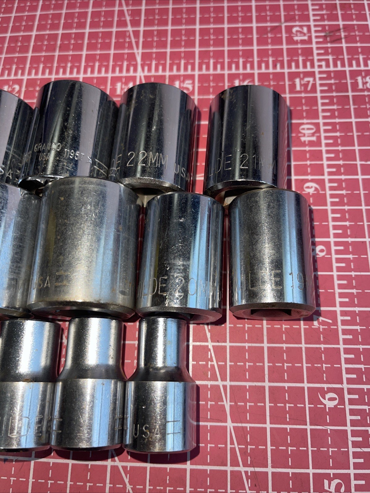 Wilde USA 23 Piece 10 – 32 MM Metric 1/2 drive 12 Point socket Set Easco KD Rare