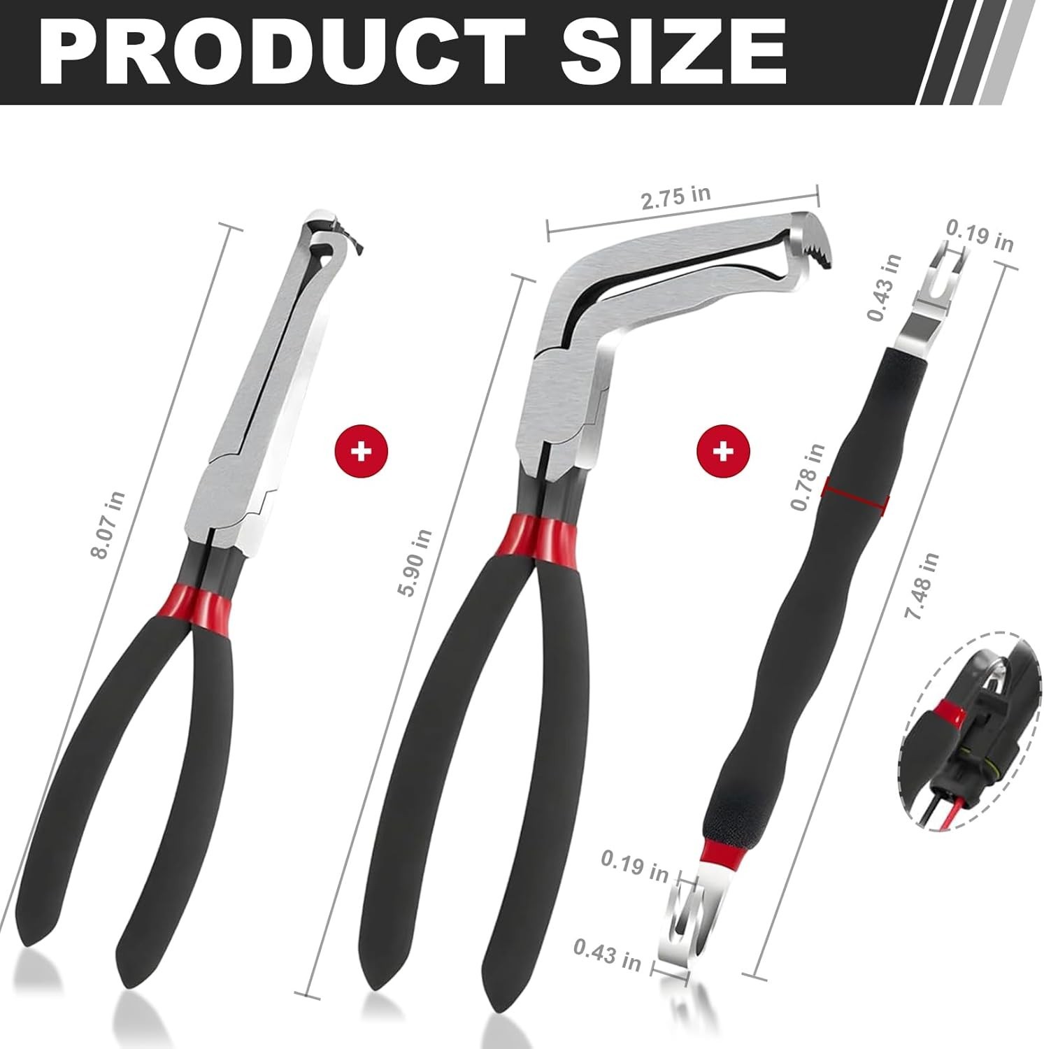 8in Automotive Electrical Connector Pliers Set – Dual-Headed with Grip Design
