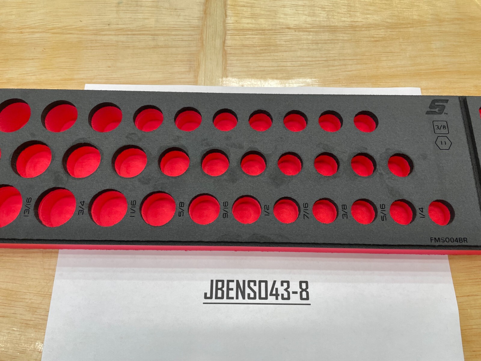 Snap-on Tools RED FOAM ORGANIZER for 39pc 3/8″ Drive SAE Socket Set FMS004BR