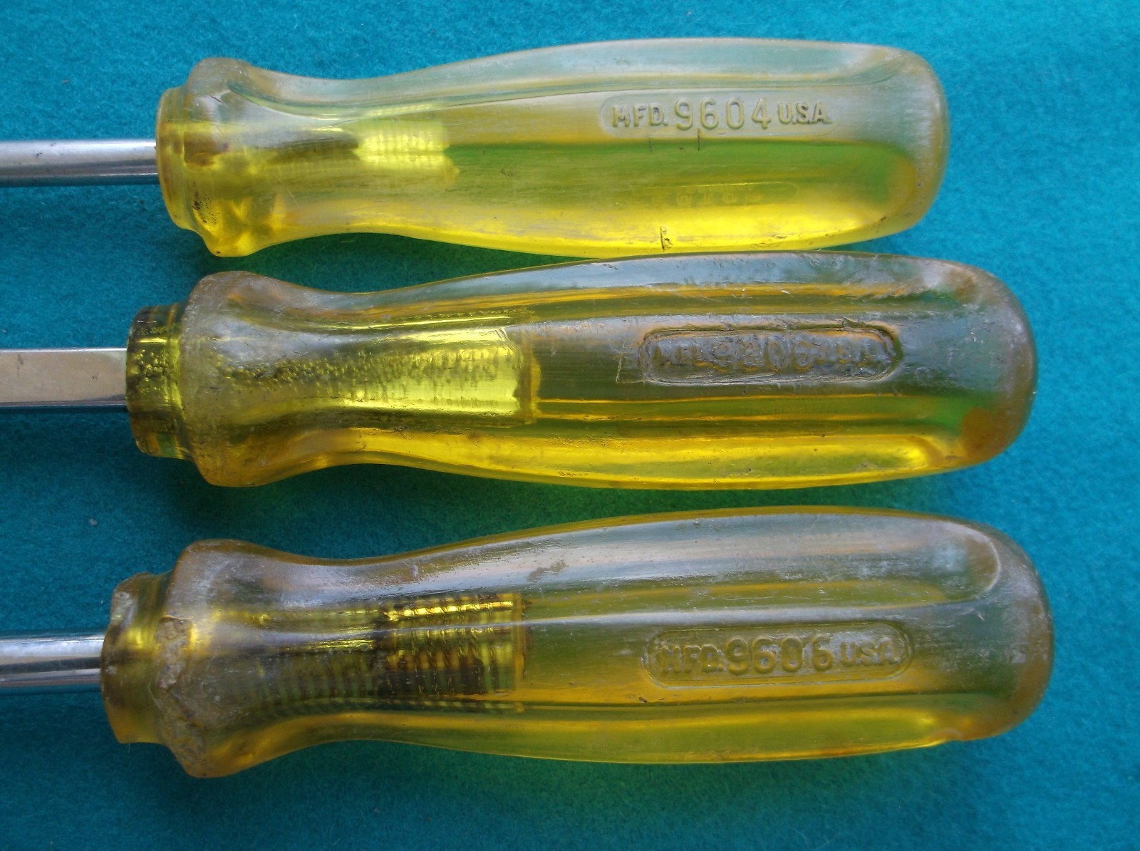 3 Vintage Proto Professional Flat Bit Screwdrivers 9606 9608 USA