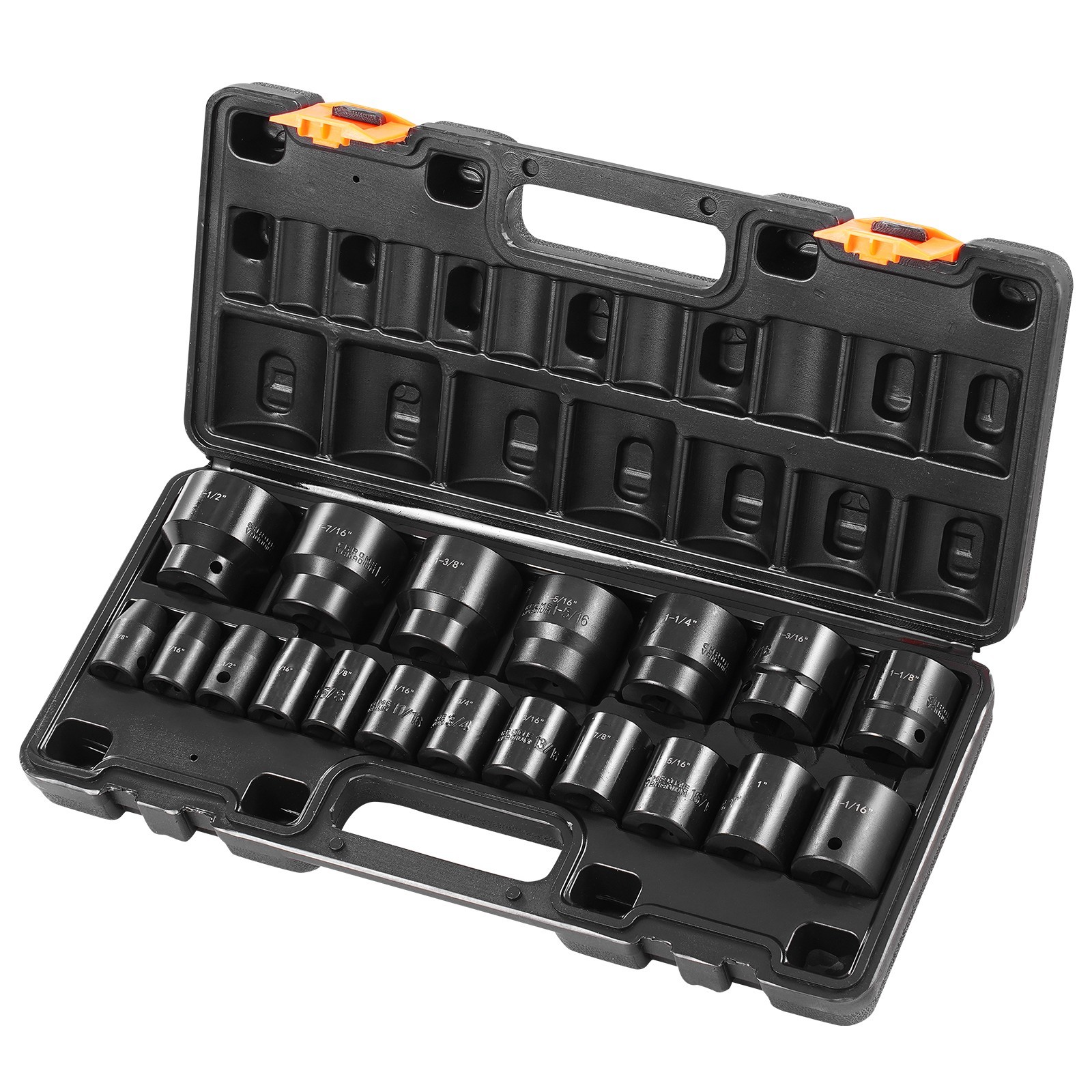 Impact Sockets Set 1/2 Inches 19 PCS 3/8» to 1-1/2» SAE 6-Point Extension Bar