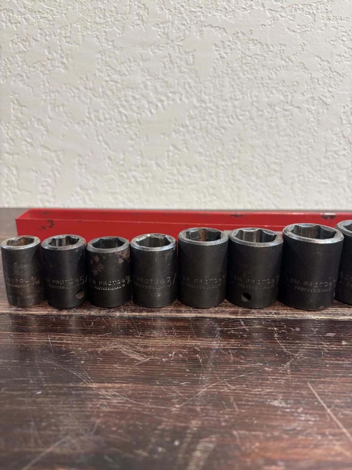 PROTO PROFESSIONAL USA 1/2″ DRIVE SAE 6PT IMPACT SOCKET SET W TRAY – READ DESC