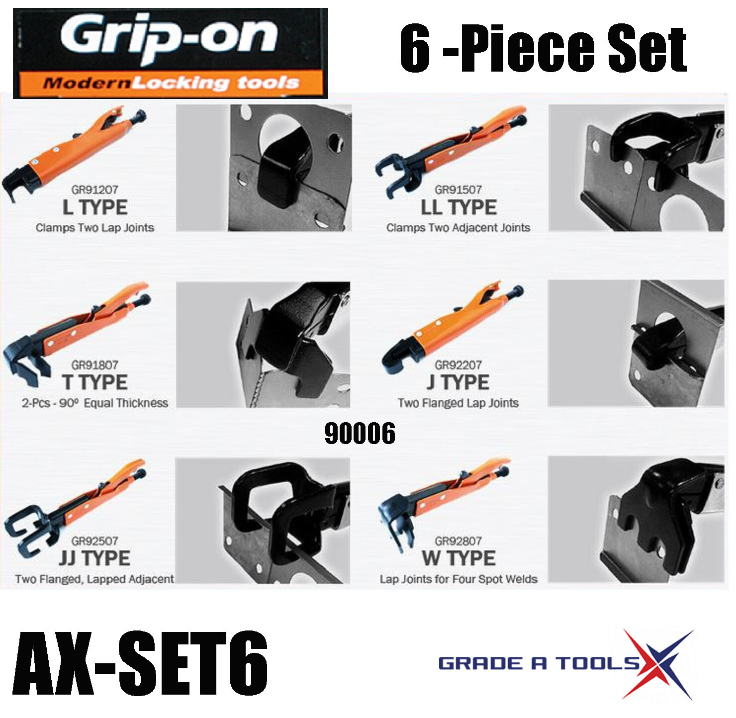Grip-On Axial Locking Pliers Set – 90006
