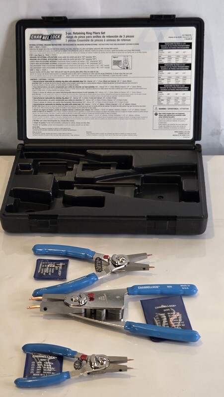 CHANNEL LOCK RT-3 3-PIECE CONVERTIBLE RETAINING RING PLIER SET 6.25″ 8″ 10″ BLUE
