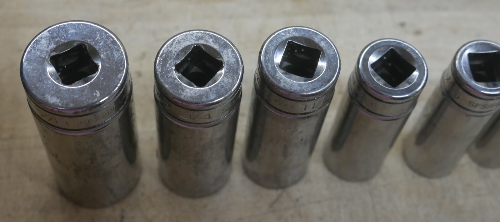 7 Snap-On Tools 7/8″ SAE /8″ Drive Standard Deep Socket SFS281 3/4 sfs241 READ