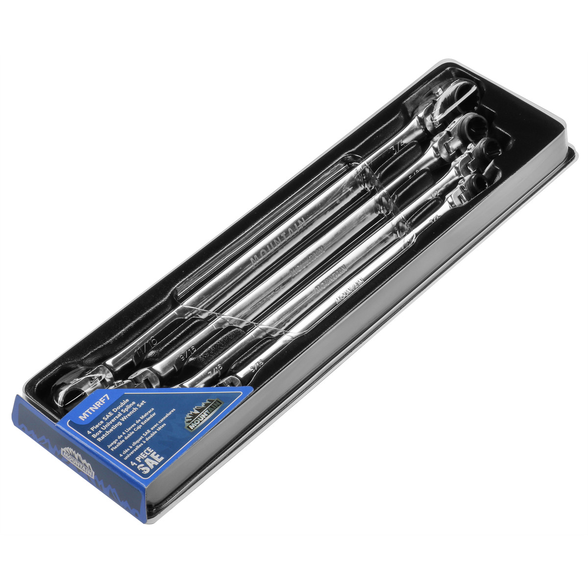 Mountain RF7 Extra Long Flexible Ratcheting Wrench Set 90 Tooth with Tray