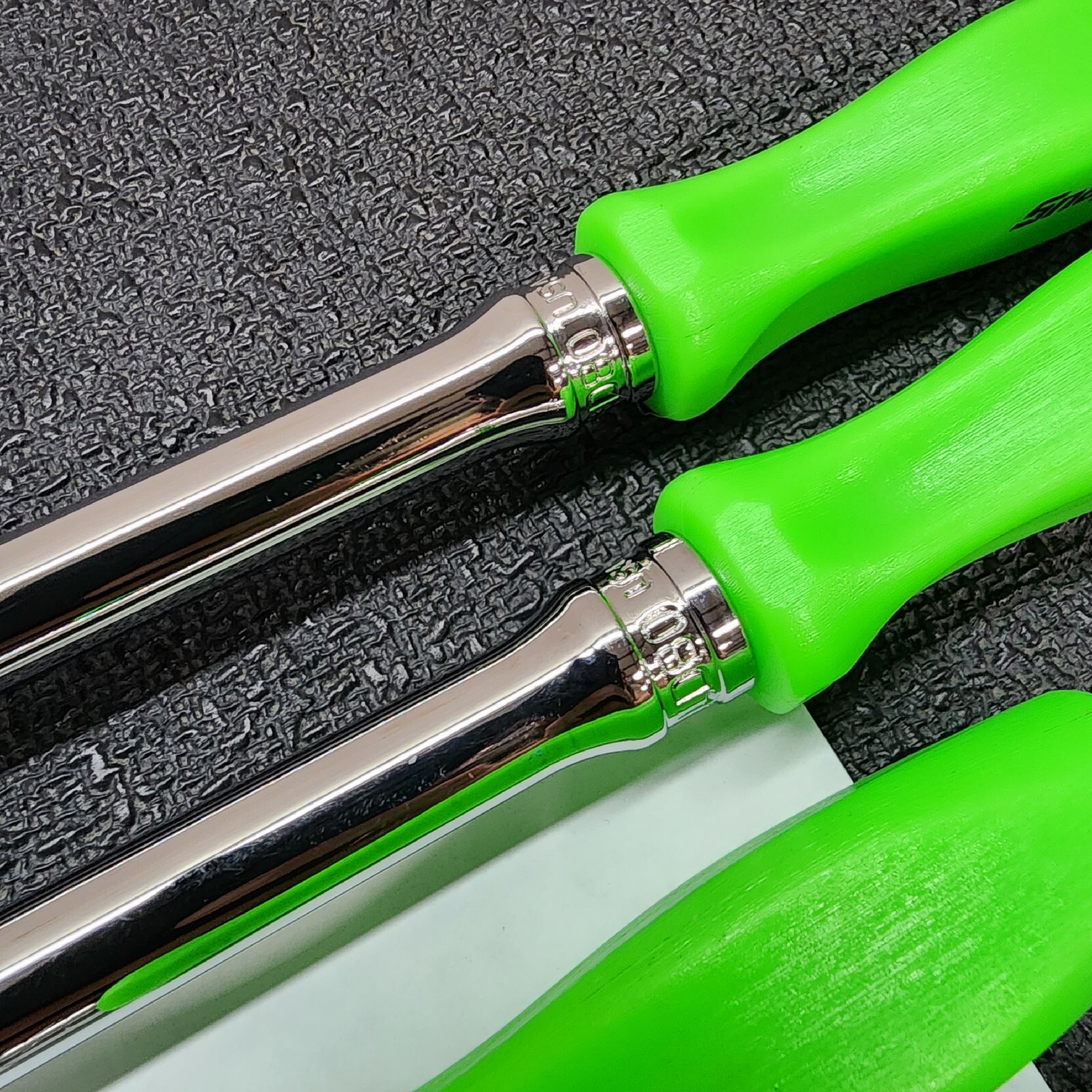 Snap-on Tools NEW 8pc GREEN Hard Handle 3/8″ Drv. Fixed & Flex-Head Ratchet Set