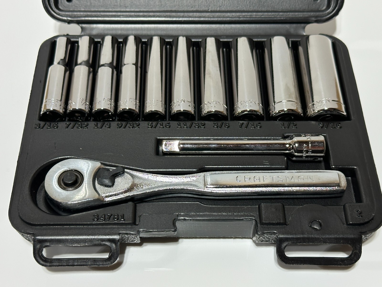 Craftsman Tools USA 34781 NEW 12pc SAE 1/4’ Drive Socket Ratchet Set – 6 Point